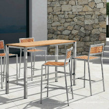 Patio Teak Stainless Steel Outdoor Bar Set